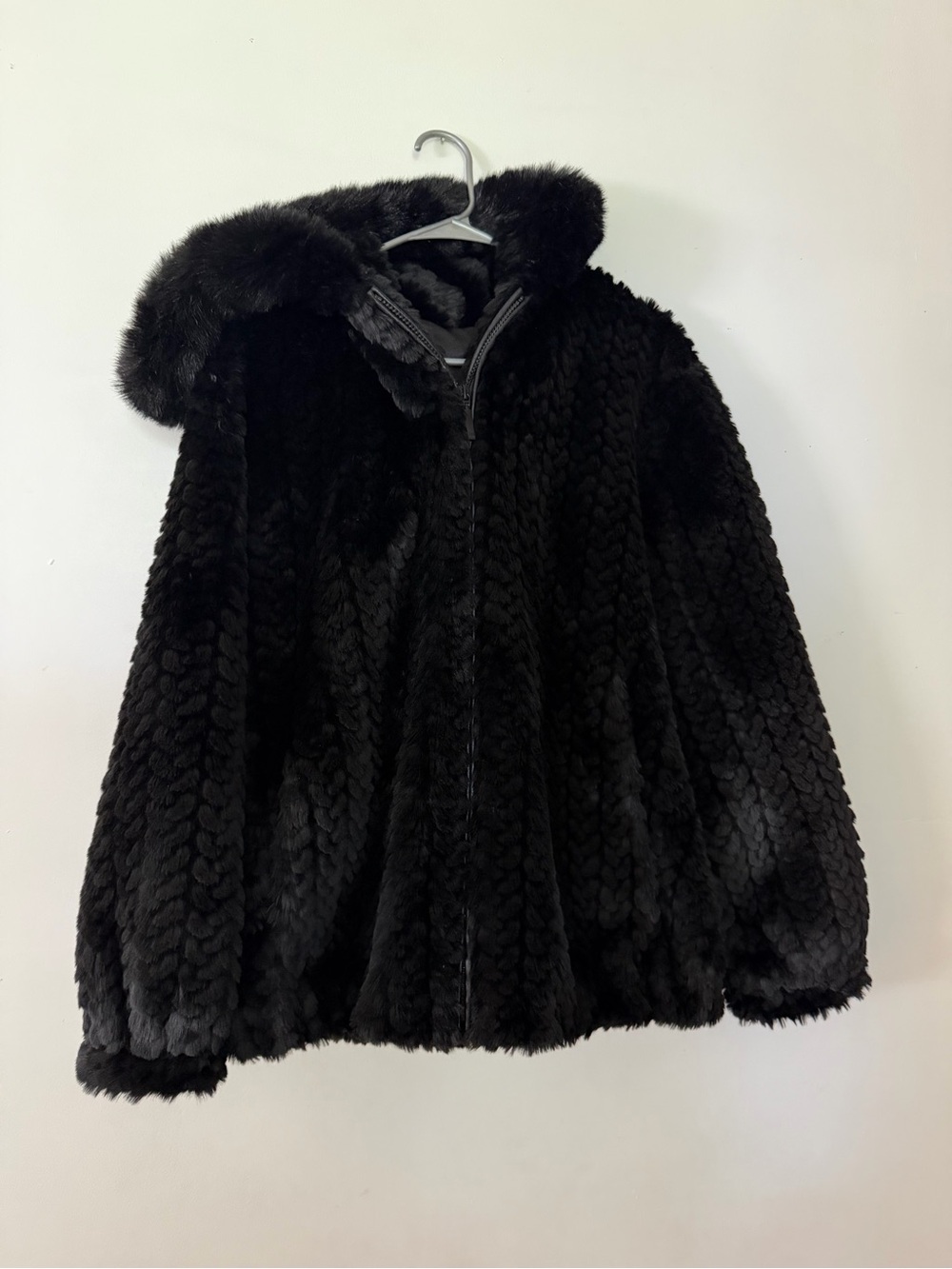 Gallery Black Faux Fur Trim Coat